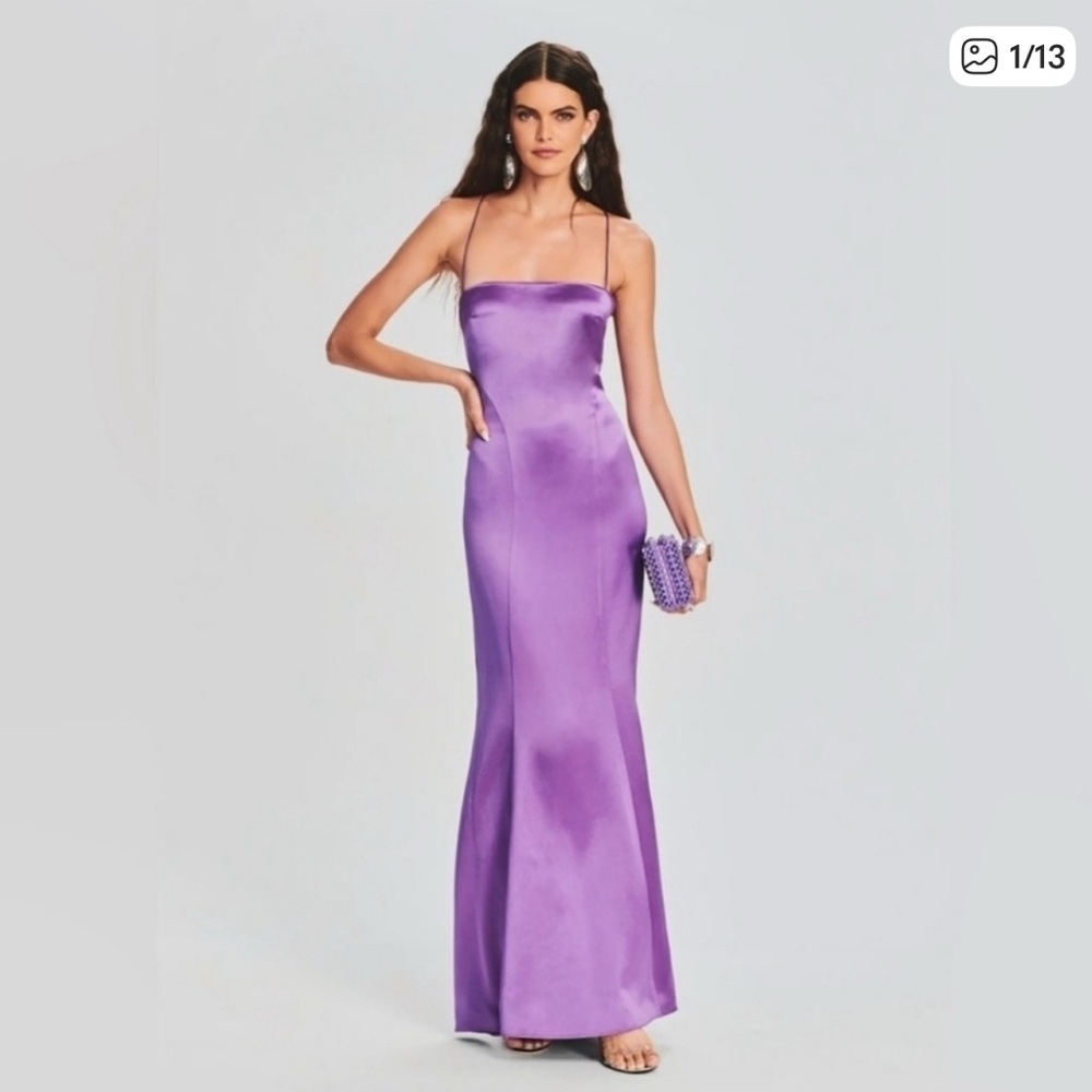Retrofete Lucinda Purple Satin Dress